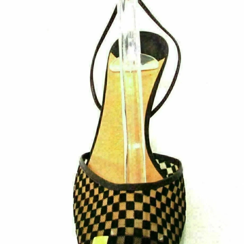 Louis Vuitton Mesh Damier Lace Up Pumps Brown 6.5 - Picture 2 of 8